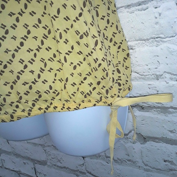 John Paul Richard Womens Blouse Small Yellow Brown Geometric Side Tie Abstract - Picture 5 of 7